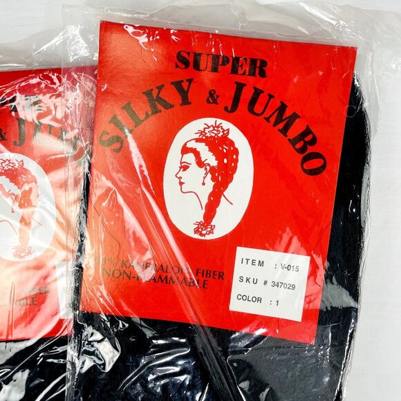 Hair Extensions Super Silky Jumbo Kanekalon Fiber Hair Color 1 Lot 2 Packs u - Picture 2 of 3